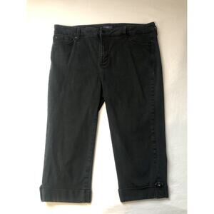 NYDJ Lift Tuck Technology Black Stretch Crop Pants Jeans Womens 16